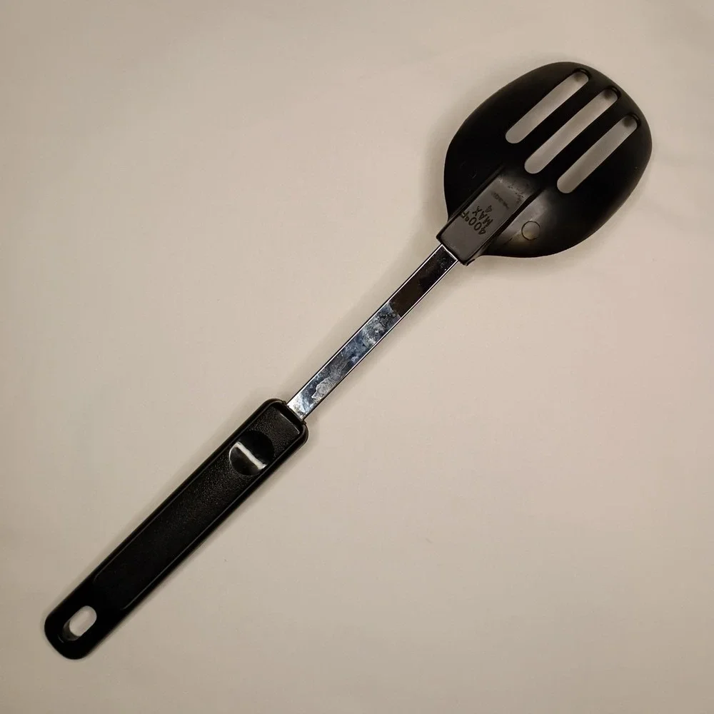 Vtg EKCO Slotted‎ Serving Spoon Black Nylon Stainless Heat Resistant 400'F 12